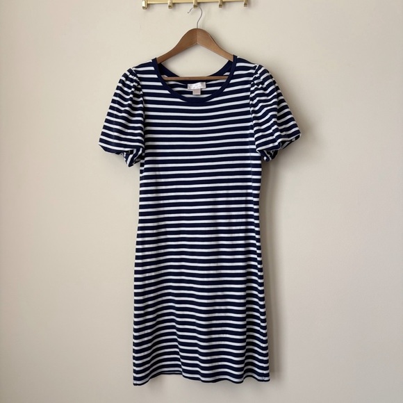 Rachel Parcell Bubble Sleeve Striped Dress Small T Shirt Blue White - Picture 1 of 7